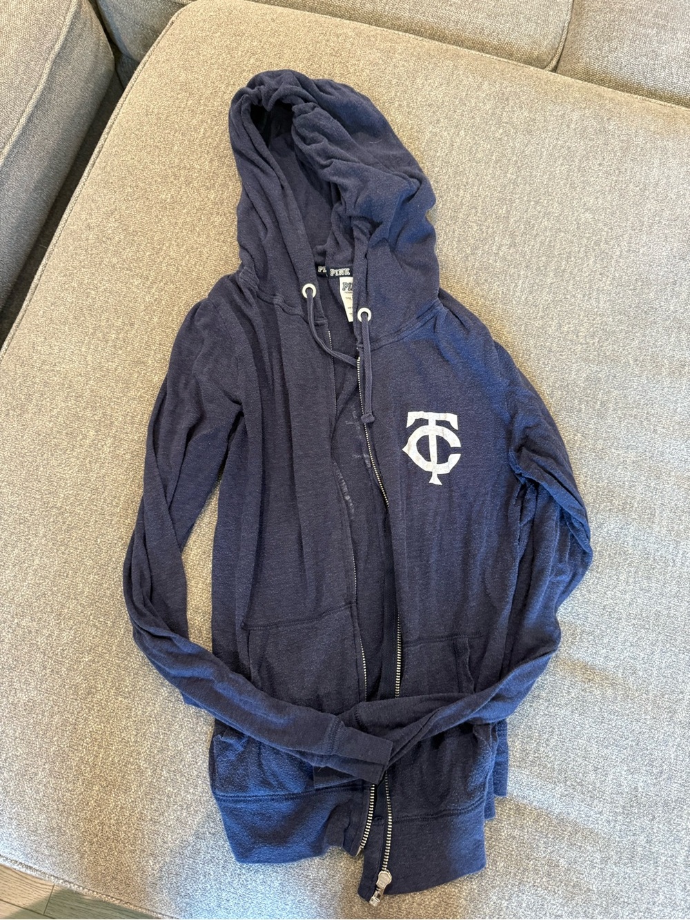 Victoria's Secret PINK Navy Zip Hoodie with Minnesota Twins logo